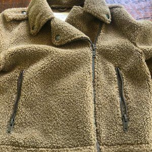 Zara Small Women's Camel Sherpa Moto Jacket